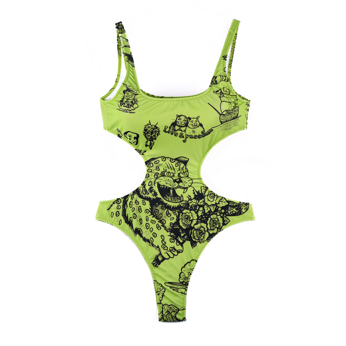 SFL&F Open Swimsuit GreenYellow – Gino Lopez